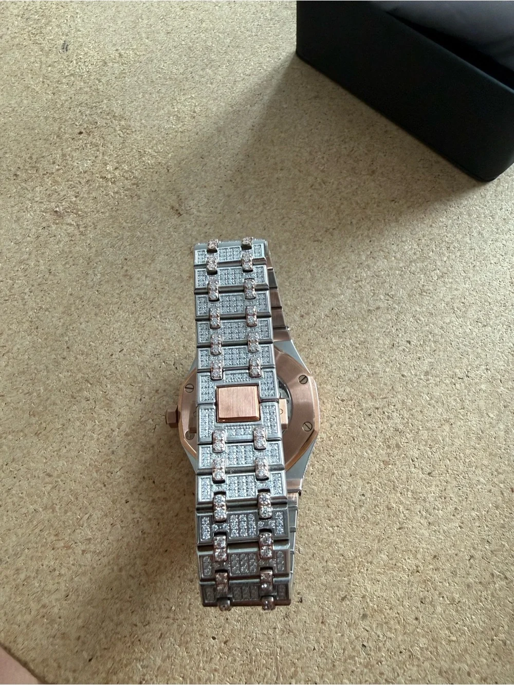 Men's Gold-Tone Fully Iced Bracelet Watch